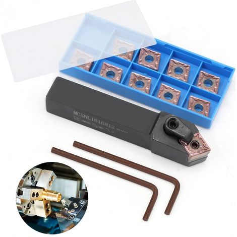 Applicable Porte-outils de tournage Mcsnl1616H12 avec 10 inserts Cnmg120408-Ma Vp15Tf et 2 clés, jeu de lames en carbure pour usinage (1/5)