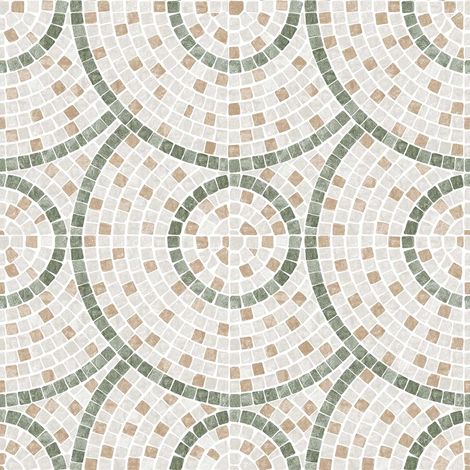 Papier peint mosaïque vert et beige
