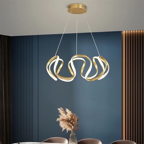 AUTRUCKER Modern dimmable LED pendant light, irregular design, adjustable height, for living room, bedroom, dining room, gold