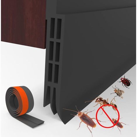 Zugluftstopper und Türdichtung - Selbstklebende Dichtungsstreifen - Schalldämmend gegen Licht, Luft, Lärm und Insekten (4 x 100 cm, Schwarz) (1/5)