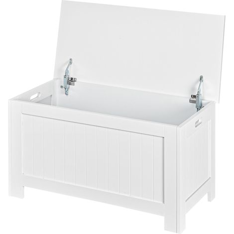 Lift Top Storage Chest Toy Box Organizer with Lid Safety Hinges for Bedroom Entryway Living Room - White (1/5)