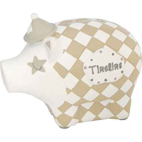 Petite tirelire cochon damier modèle 1