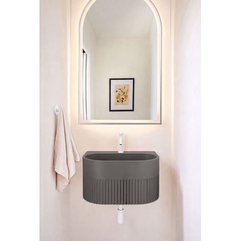 Vasque suspendue 30x42x30 SARA en béton BASS Gris anthracite (1/5)