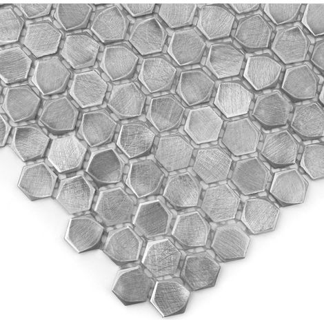 Mosaïque Allumi Silver Hexagon 14 — lot de 12 feuilles (1,08 m²) (1/5)