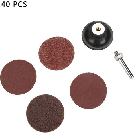 Ortviai Disques abrasifs ronds 2 pouces (50,8 mm) – 40 pièces (10 unités par grain : 40/80/120/240 ), carbure de silicium, avec support adhésif (1/5)