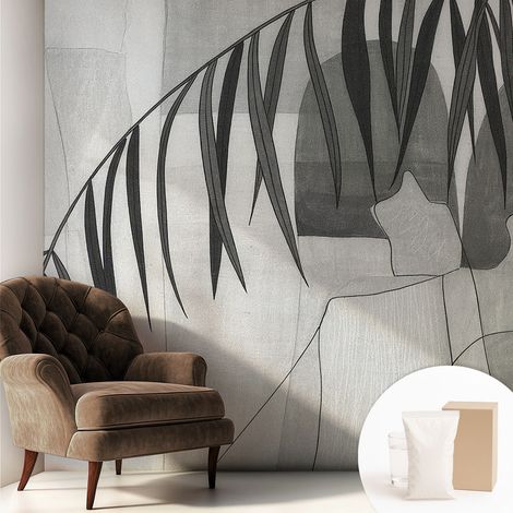 Tapete Vliestapete mit Kleber- abwaschbar - Raumgestaltung Schlafzimmer Wohnzimmer Tapete Abstrakte Palme 250x250 cm (1/5)