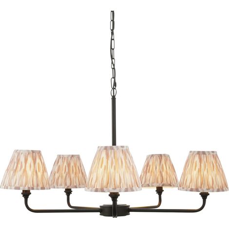 Endon Lille Suspension noire mate avec abat-jour en tissu imprimé neutre Ikat 16 cm 5 x B22