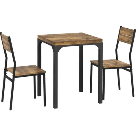 Compact Three-Piece Rustic Brown Dining Set for Minimalist Spaces (1/5)
