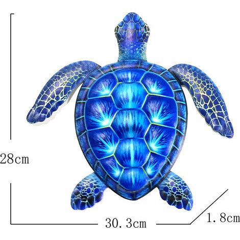 Tortue de mer, sculpture suspendue en métal, thème vie marine, décoration murale salle de bain, chambre, piscine (bleu) (1/5)