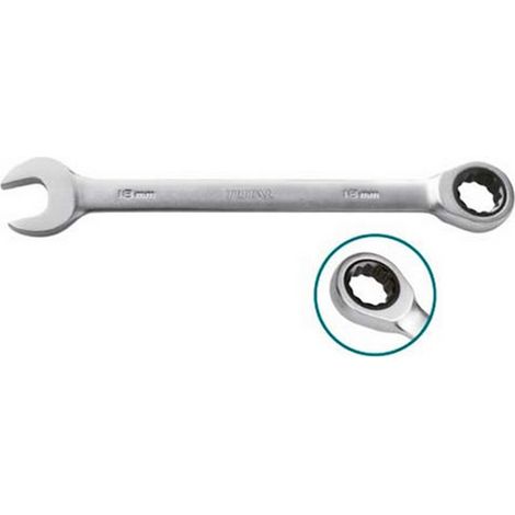 CHIAVE COMBINATA A CRICCHETTO STELLA E FISSA 19mm Cr-V ACCIAIO TOTAL