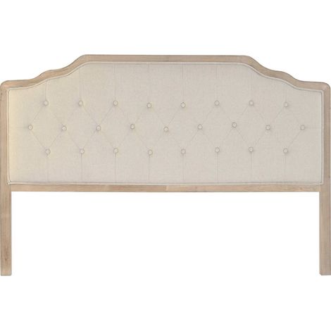 Tête de lit beige en lin capitonné pour chambre chic - Lin beige épuré et authentique (1/3)