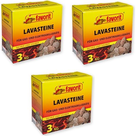 FAVORIT 3er Set Lavasteine – für Gas- und Elektrogrill (3 x 3kg Karton)