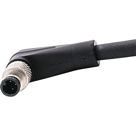 STEX24 M5 Sensorleitung PUR 3-polig Stift gewinkelt schleppkettenfähig A-Kodierung, Länge 4,0 Meter tiefschwarz RAL 9005, Kabel Außendurchmesser 3,0mm - 1 Stück