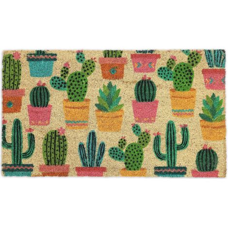 Felpudo de coco con cactus
