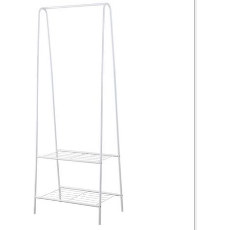 WYCTIN®Perchero de Pie para Colgar Ropas Zapatero con 2 Estantes Marco de Acero Blanco 59.5 x 36.5 x 160cm (1/4)