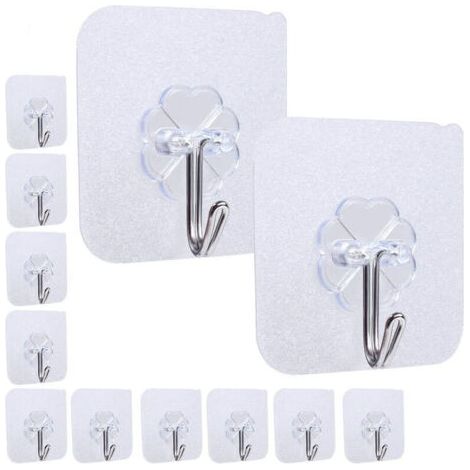 12x Transparent Waterproof Adhesive Hooks Suitable for Living Room Bathroom Kitchen (1/5)