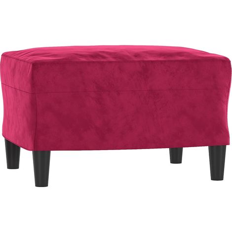 vidaXL Reposapiés de terciopelo rojo tinto 60x50x41 cm (1/2)