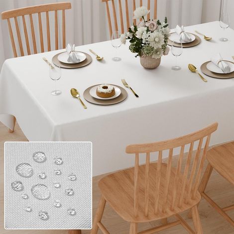 Nappe 140x220cm imperméable lavable aspect lin intérieur & extérieur