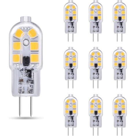 G4 LED 2W 12V AC/DC Blanc Froid 6000K pour Hotte Aspirante, 200lm, quivalent Ampoule Halogène G4 10W 20W, non dimmable, Bi-pin LED G4 12V pour Lustre/Camping-car, lot de 10