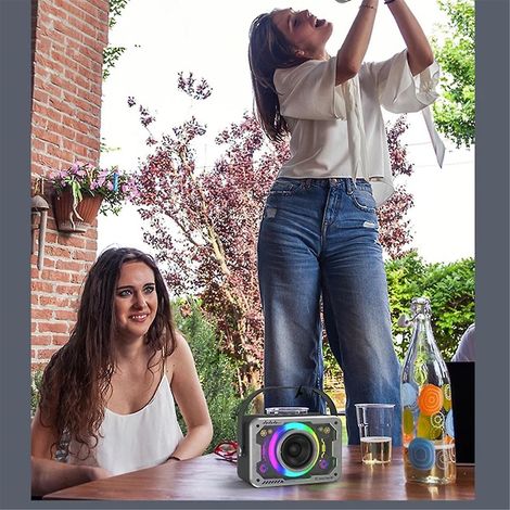 Enceinte Bluetooth pour chanter à la maison ou en extérieur, enceinte karaoké portable sans fil avec microphone et basses profondes - Noir (1/5)