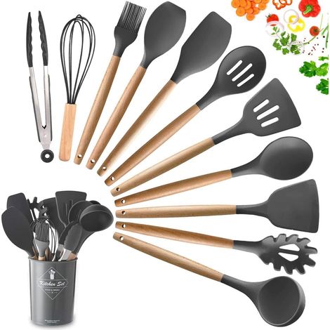 Utensili Antiaderenti Con Manico In Legno Per La Cucina Resistenti Al Calore (1/4)