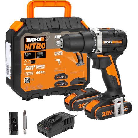 Perceuse-visseuse Brushless 20V 60 Nm WX102 (1/5)
