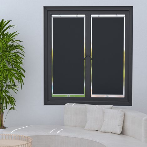 Lot de 2 stores occultants titane argent noir 4060cm, fixation ventouses sans perçage, isolation thermique anti-chaleur UV (1/5)