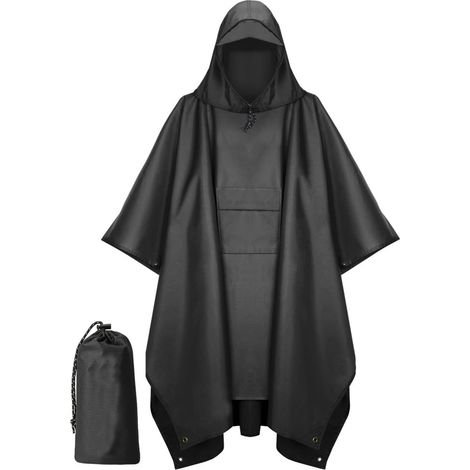 1 Pelerina de pluie 3 en 1, imperméable 5000mm, polyester ripstop, capuche ajustable, camping, randonnée (1/5)