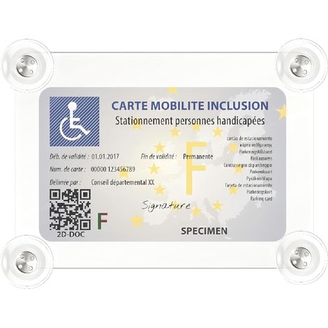 Porte Carte Pare Brise Handicapé avec 4x Ventouse Support Carte Handicape Assurance VTC Taxi Macaron Voiture Vignette Support Carte PMR CMI Vitres Protectrices (1/5)