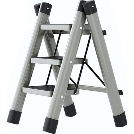 Marchepied pliant 3 marches antidérapant imperméable antirouille équipement domestique gris (1/5)