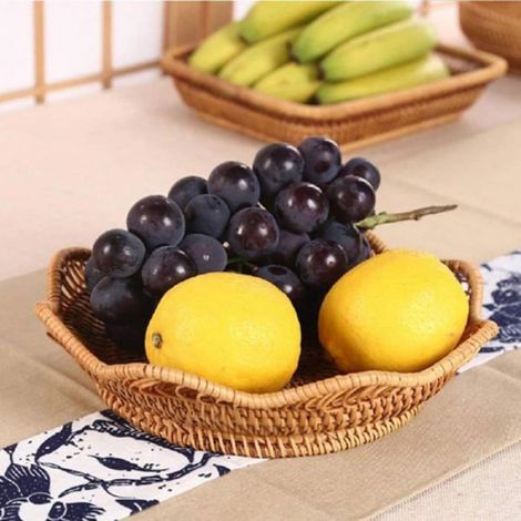 Panier - Rotin Tissé - Rond - Pour Pain Collations Oeufs - Décoratif Table - 23 x 5 cm - 1 Pièce (1/5)