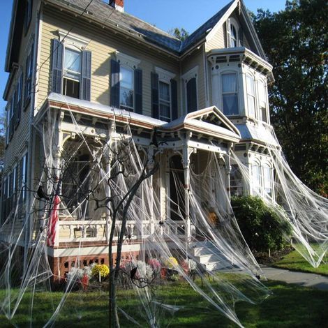 Halloween Toiles d'araignées Halloween Prop Decor Scène de fête effrayante Décoration de fête en plein air pour bar Maison hantée, Assez pour couvrir 1000 pieds carrés (toile d'araignée 300g) (1/5)