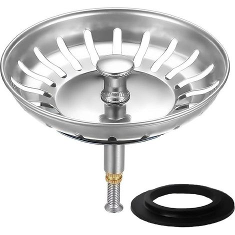Bouchon evier Cuisine 79 mm,Filtre evier et bonde evier Cuisine,Bouchon d'évier pour Filtration des résidus et l'écoulement Rapide,Crepine evier Cuisine avec Bouchon Panier Pop-Up,2 Joints (1/5)