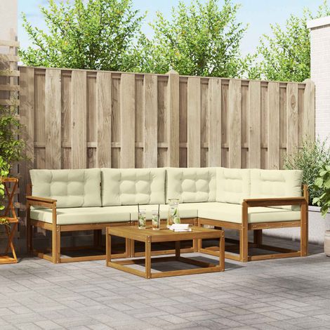 vidaXL Set di divani da esterno con cuscino 5 pcs Naturale e