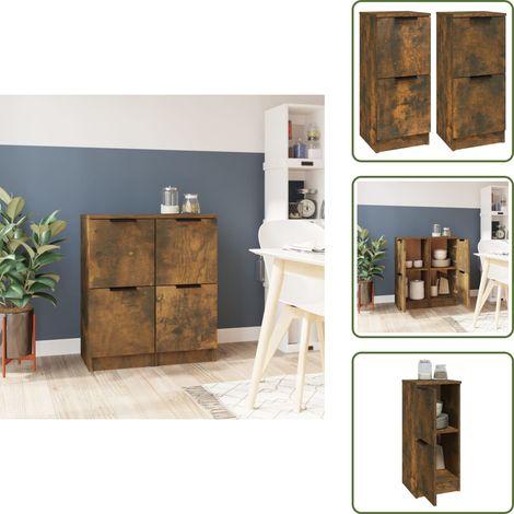 Buffets 2 pcs Chêne fumé 30x30x70 cm Bois d'ingénierie - Buffet - Meuble TV - Commode - Rangement - Bois D'ingénierie (1/5)