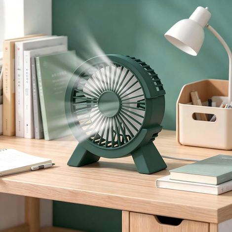 Ulisem - Petit ventilateur de bureau USB - Fonctionnement ultra-silencieux et flux d'air élevé - Ventilateur personnel avec base antidérapante - Crochet pliable - Facile à nettoyer (1/5)