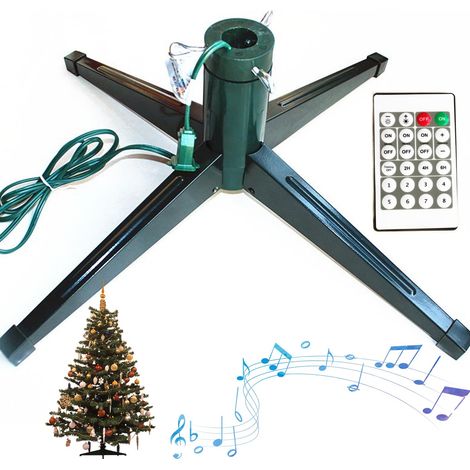Support d'arbre de Noël, Base d'arbre de Noël Pliable avec Musique et télécommande, pour Support d'arbre Artificiel Rotatif jusqu'à 7,8 Pieds, Support d'arbre de Noël électrique Rotatif à 360 °