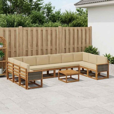 vidaXL Outdoor-Sofagarnitur 11 pcs Natur und Beige Massivholz Akazie (1/5)