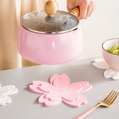 Dessous de verre isolant thermique Warm Lotus, protège-tasse antidérapant, set de table en silicone, vaisselle. (1/4)