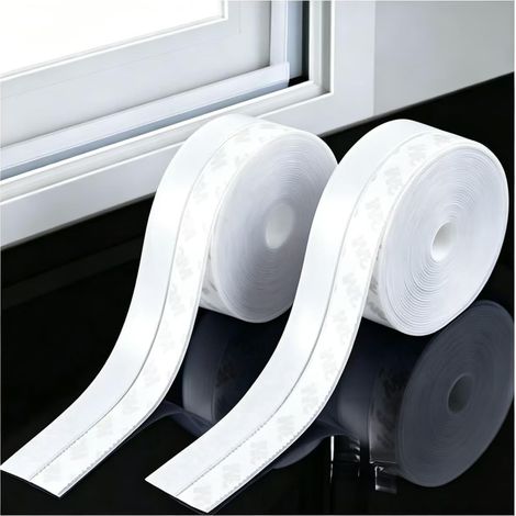 Bande occultante autocollante de 5 mètres (découpable) pour calfeutrer les interstices de fenêtres, adaptée aux stores (Blanc, largeur 4,5 cm / 1 3/4 po) (1/5)