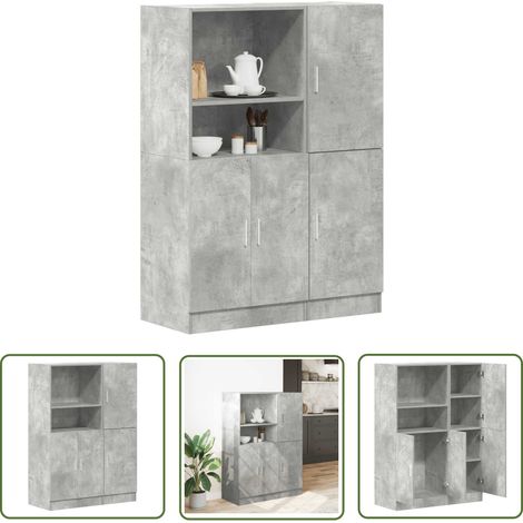 vidaXL 2-tlg. Küchenschrank-Set Betongrau Holzwerkstoff (1/5)