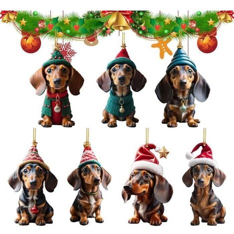 Lot de 7 pendentifs pour sapin de Noël - Décoration de Noël en Forme de Chien en Acrylique -Idée cadeau pour les amoureux ENEVAOCT (1/4)
