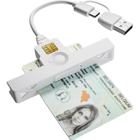 Lecteur Carte Identité Belge Type-C & USB-A Plug & Play Lecteur CAC Puce Banque IC eID Santé (1/5)