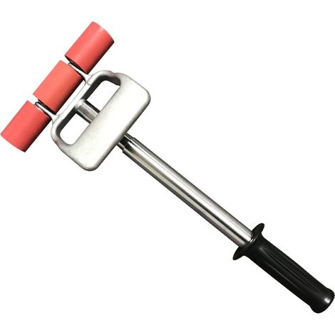 Rouleau Presseur Mur et Sol Triple Rouleaux Silicone Rouge Poignée Inox pour Papier Peint Carrelage Sol Vinyle (1/3)