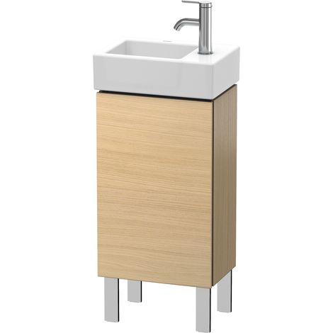 Duravit Meuble sous-lavabo L-Cube 36,4 x 24,1 cm, 1 porte, 1 tablette en verre, pour Vero Air 072438 LC6793L, Coloris: Placage chêne méditerranéen en bois véritable - LC6793L7171 (1/4)
