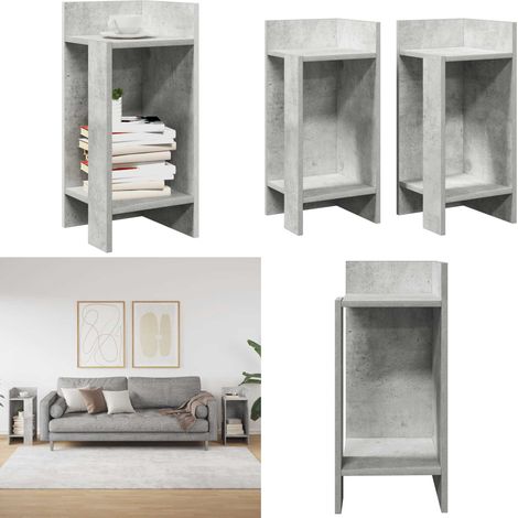 vidaXL Tables d'appoint 2 pcs avec étagère gris béton 25,5x27x60 cm (1/5)