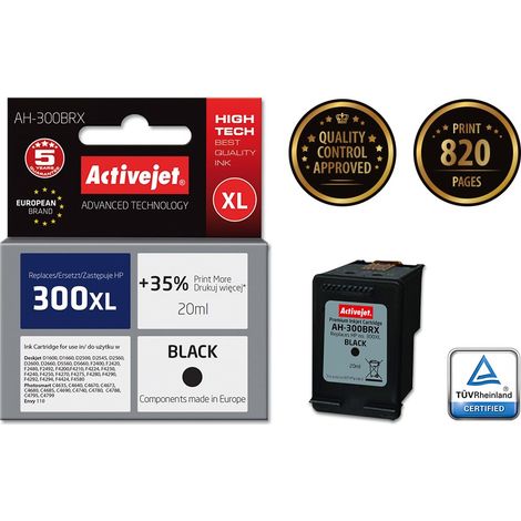 Cartouche d'encre Activejet AH-300BRX (compatible HP 300XL CC641EE qualité supérieure 20 ml noir) (1/2)