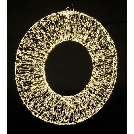 Corona di metallo "Classic" Luminosa a led con nanoled per Interno con filo di Rame -Ø 70 x h 9 cm (1/2)