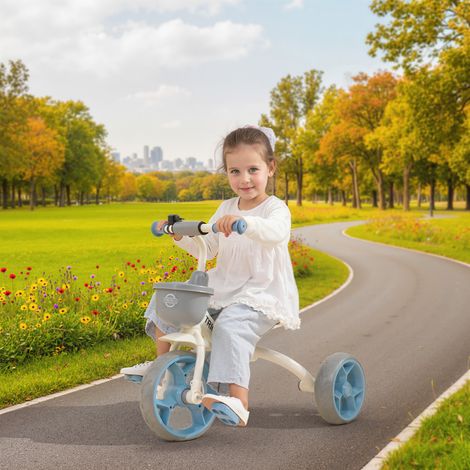 Tricycle convertible pour enfants de 2 Ă 5 ans, avec panier avant et roues en EVA, 72 x 52 x 61 cm, bleu (1/5)