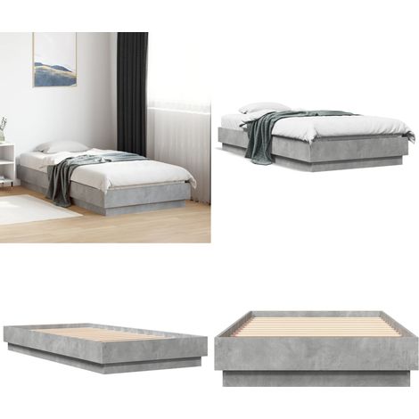 Estructura de cama madera de ingeniería gris hormigón 75x190 cm - Estructura de cama - Cama de ingeniería